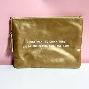 Gold elum travel pouch makeup bad with tassel